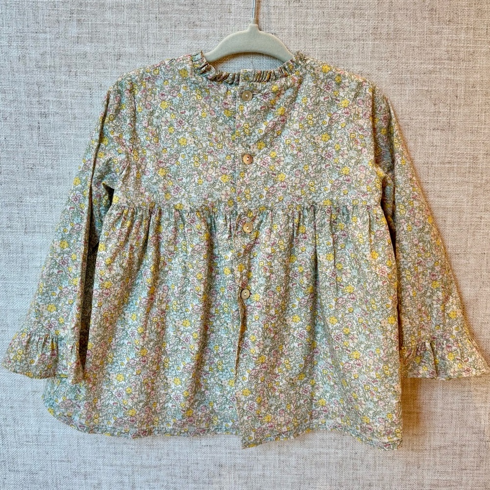 La Coqueta Green Floral Rosaura Dress Spring Baby Girl Set with Bloomers - Picture 2 of 5